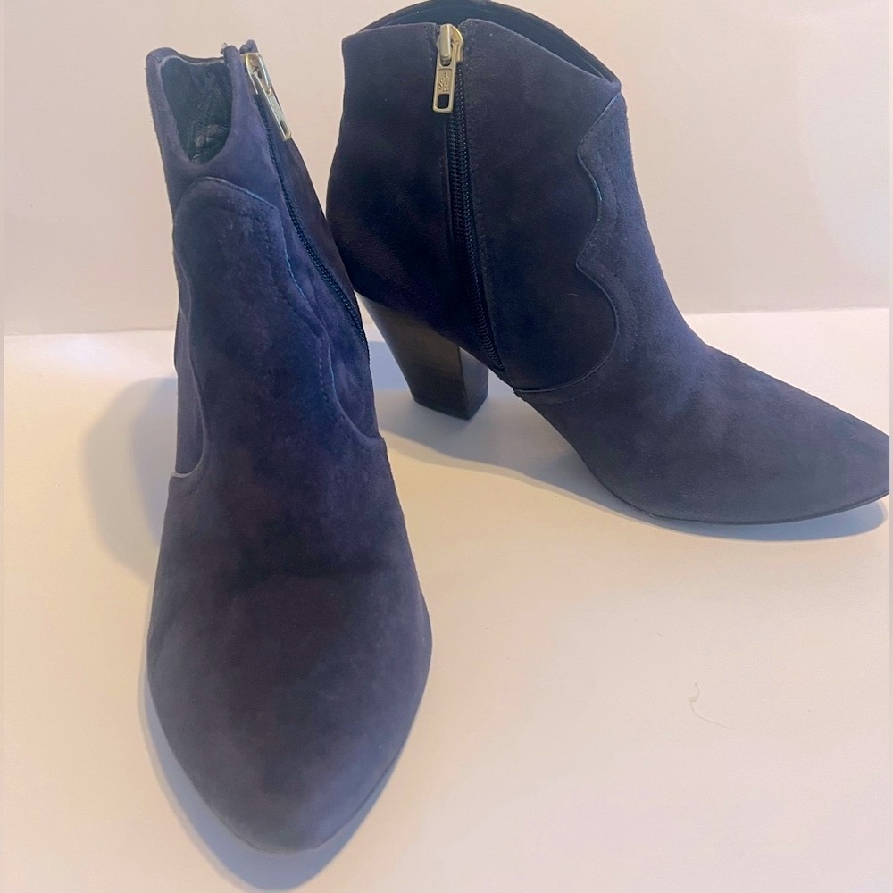 ASH GANG NAVY BLUE SUEDE BOOTIE SZ 40 VGUC WESTERN COWGIRL